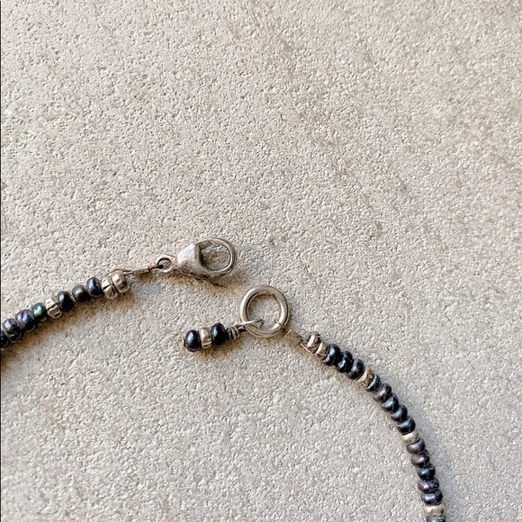 Silver and Peacock Color Seed Bead Cross Necklace - Picture 7 of 9